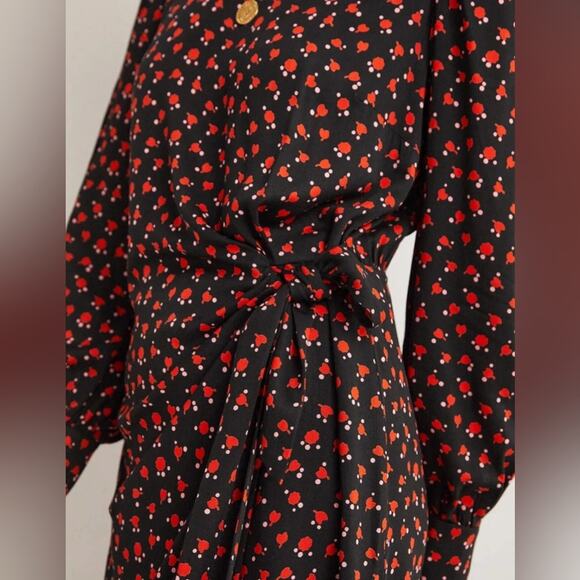 Boden Tulip Charm Tie Side Mini Dress 8 NWT NEW Red Floral Puff Sleeve - Picture 9 of 14